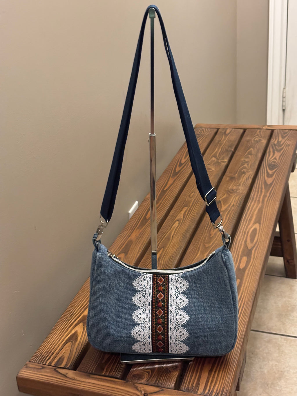 Crescent Denim Handbag from Upcycled Denim