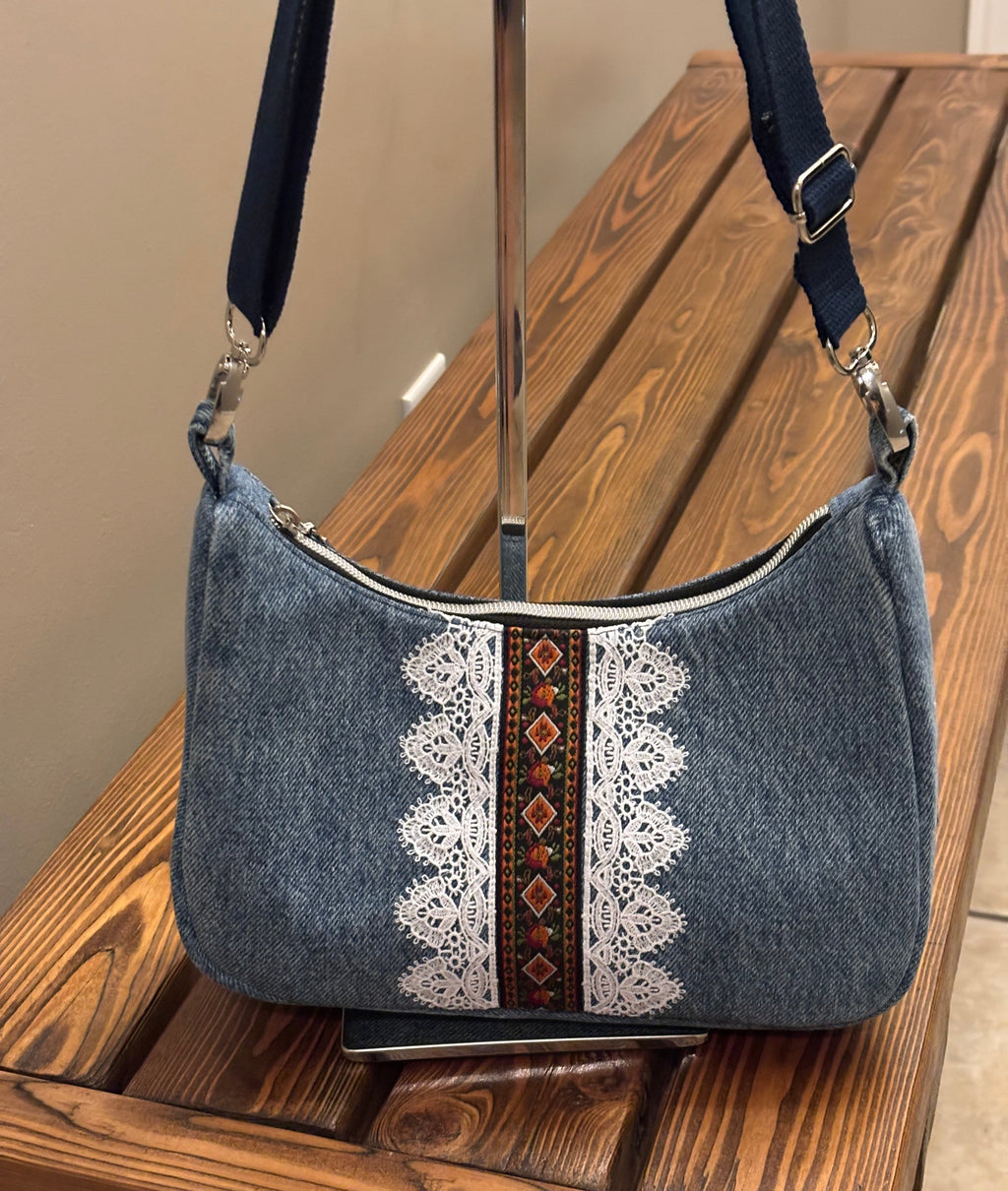 Crescent Denim Handbag from Upcycled Denim