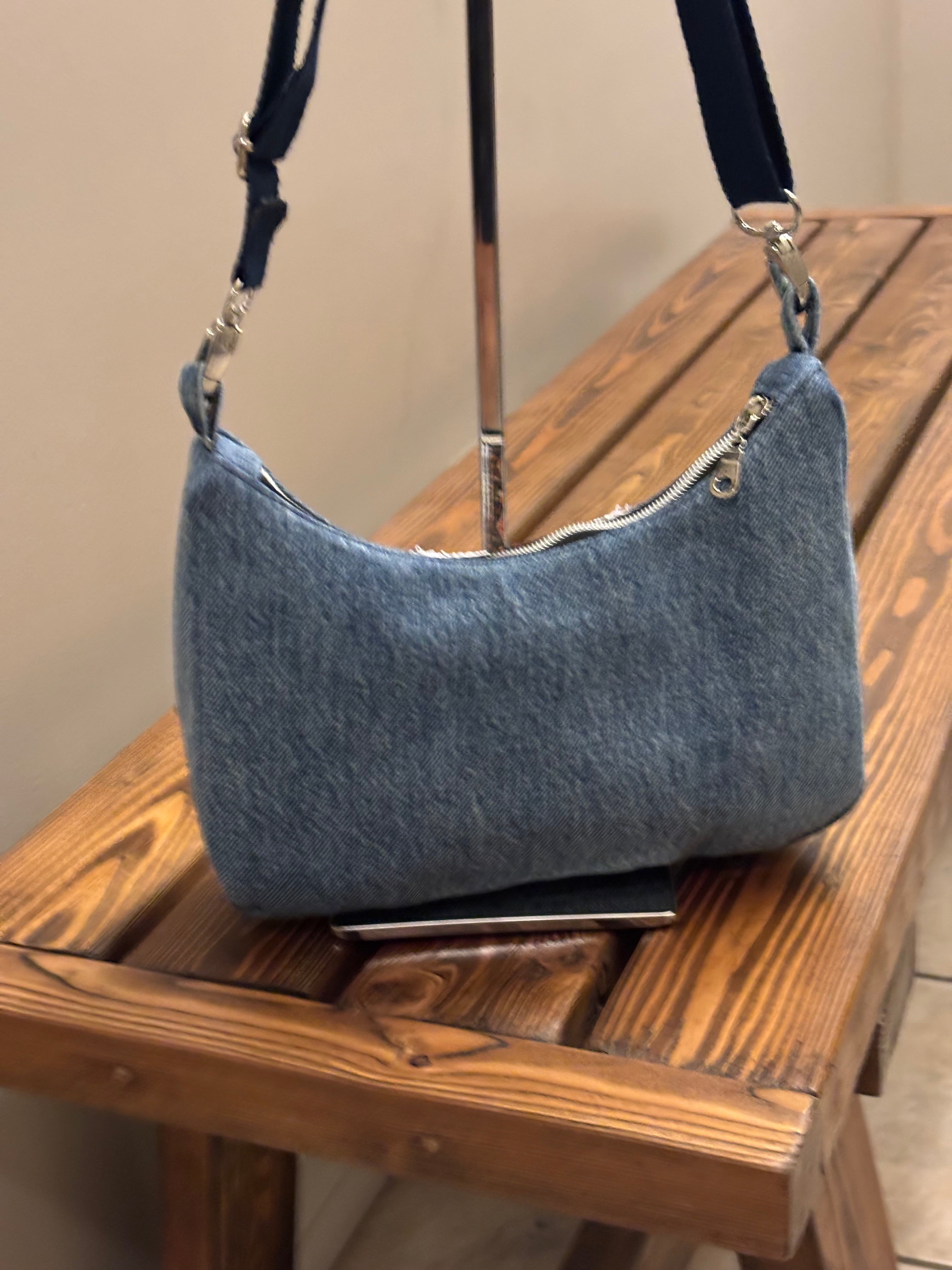Crescent Denim Handbag from Upcycled Denim