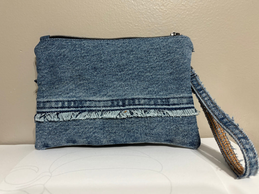 Wristlet from Upcycled Blue Denim Parts