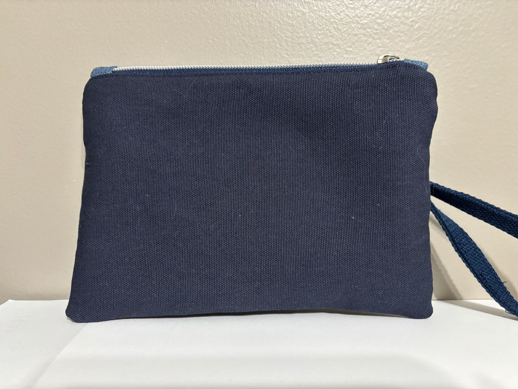 Wristlet from Navy Blue and Navy Blue with White Sunflowers