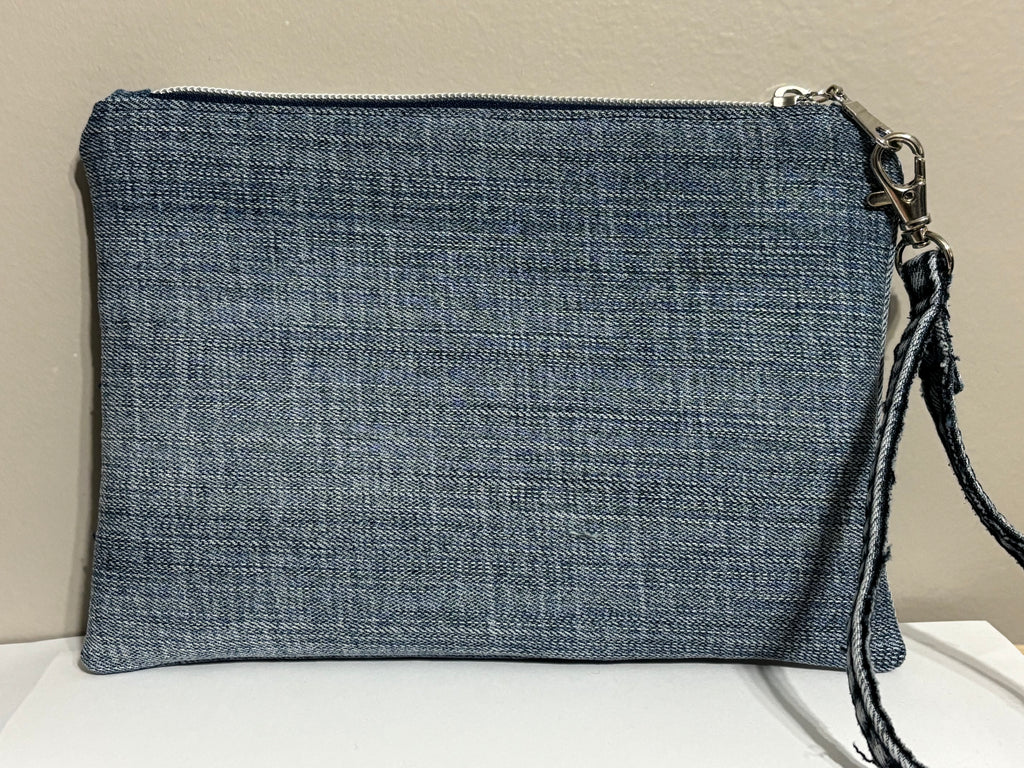 Wristlet from Upcycled Blue Denim Jean Parts