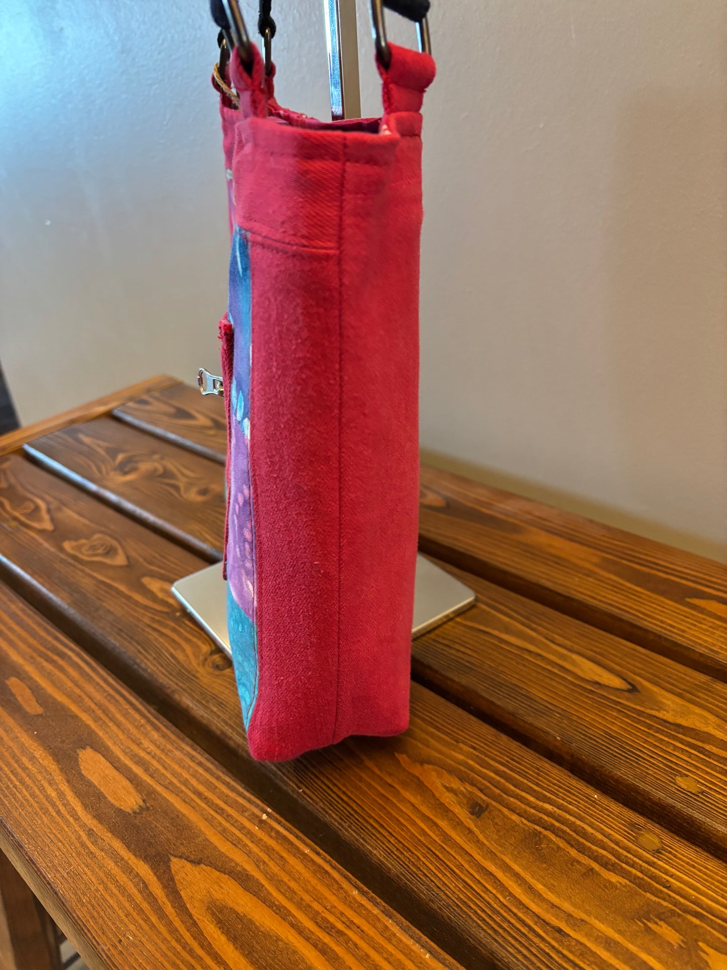 Fun Red Denim Jean Patchwork Shoulder Bag