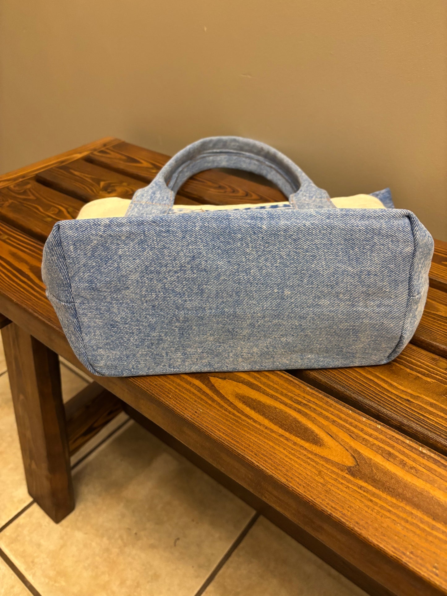 Upcycled Denim and Natural Canvas Shoulder Bag
