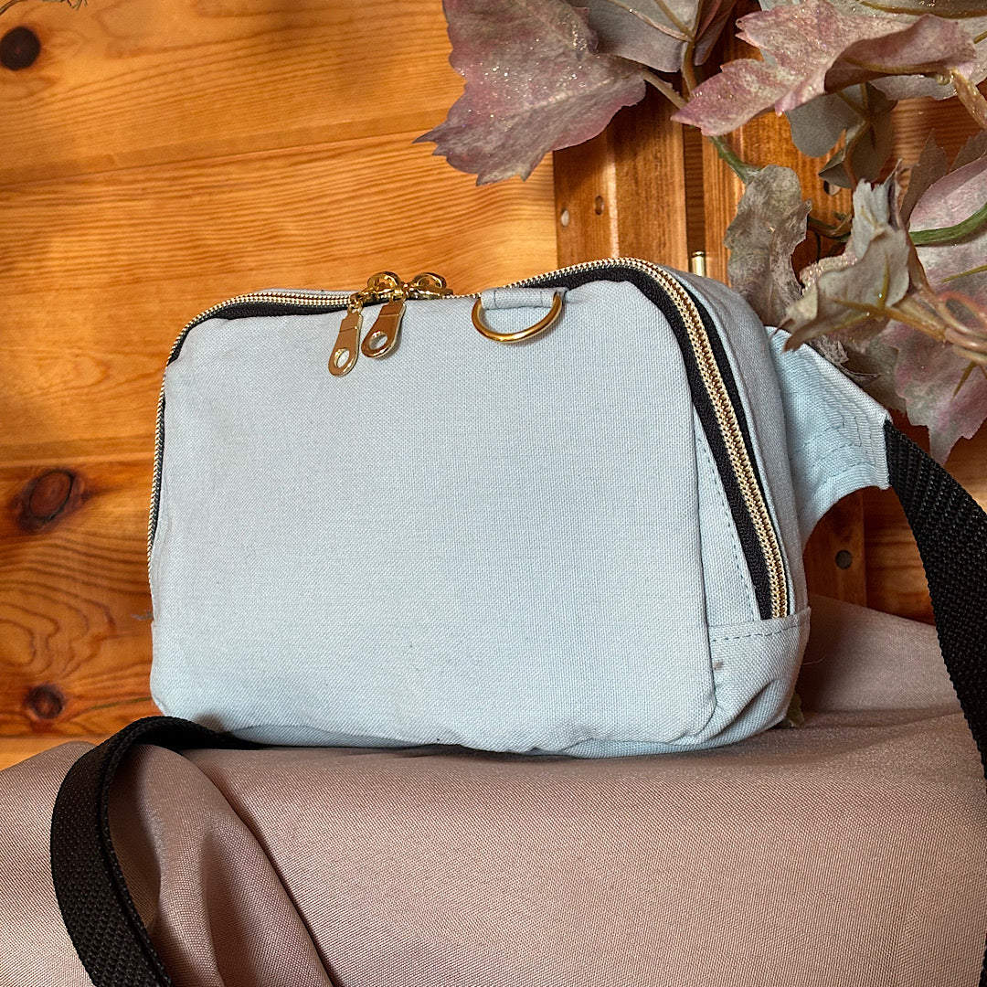 Waist Belt Bag made from Light Aqua Canvas