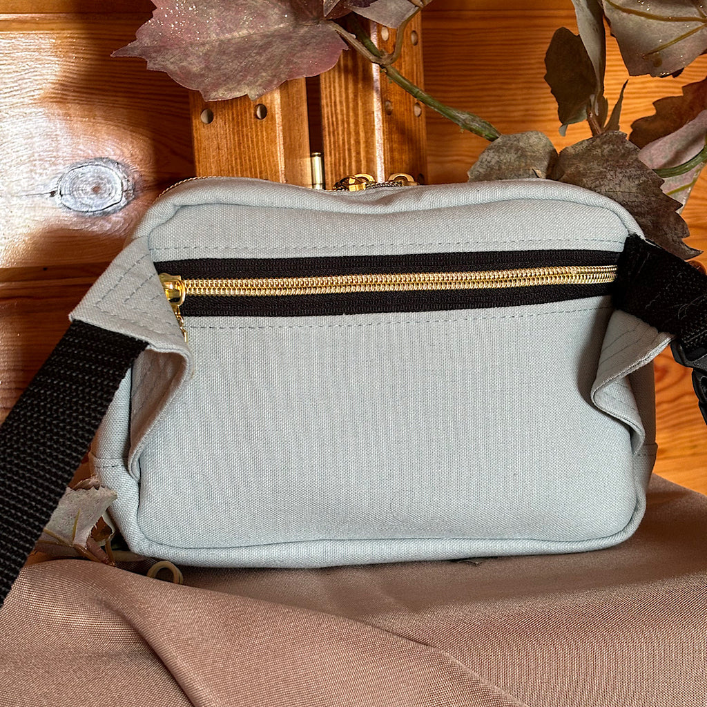 Waist Belt Bag made from Light Aqua Canvas