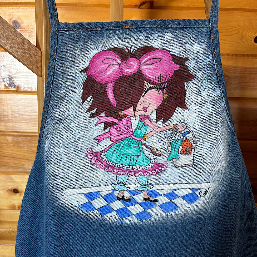 Washable Hand Painted Denim Apron