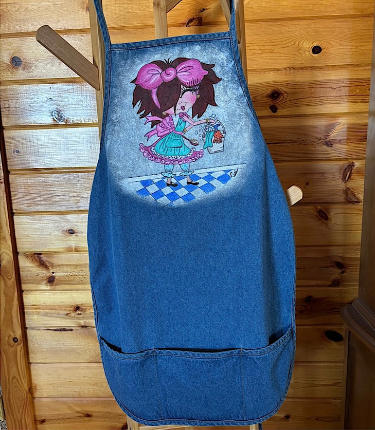 Washable Hand Painted Denim Apron