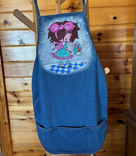 Washable Hand Painted Denim Apron