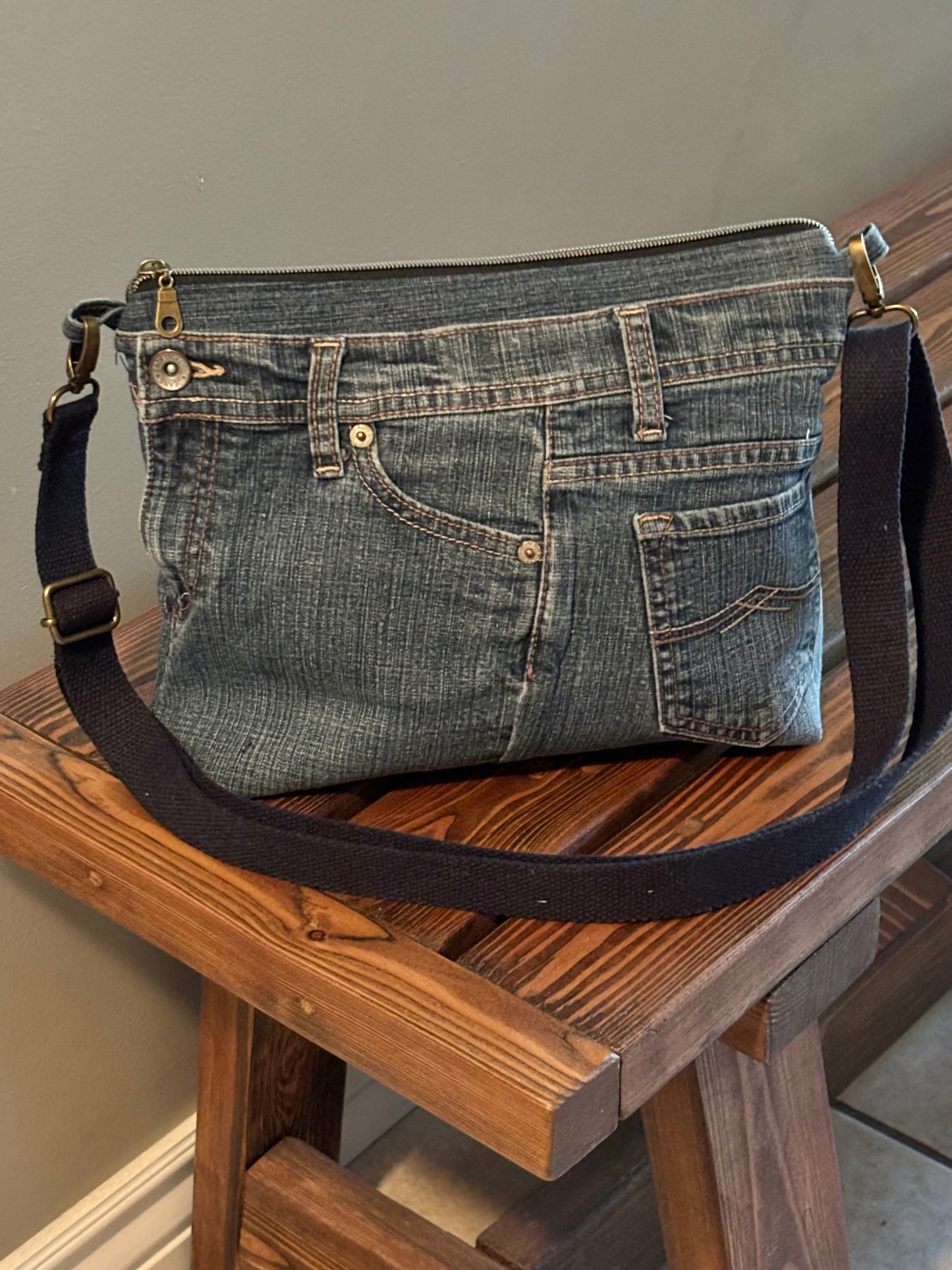 Upcycled Denim Jean’s Crossbody Bag