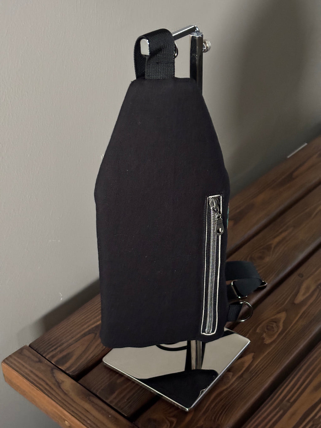 Sling Crossbody Bag made with Forest Print and Black Canvas