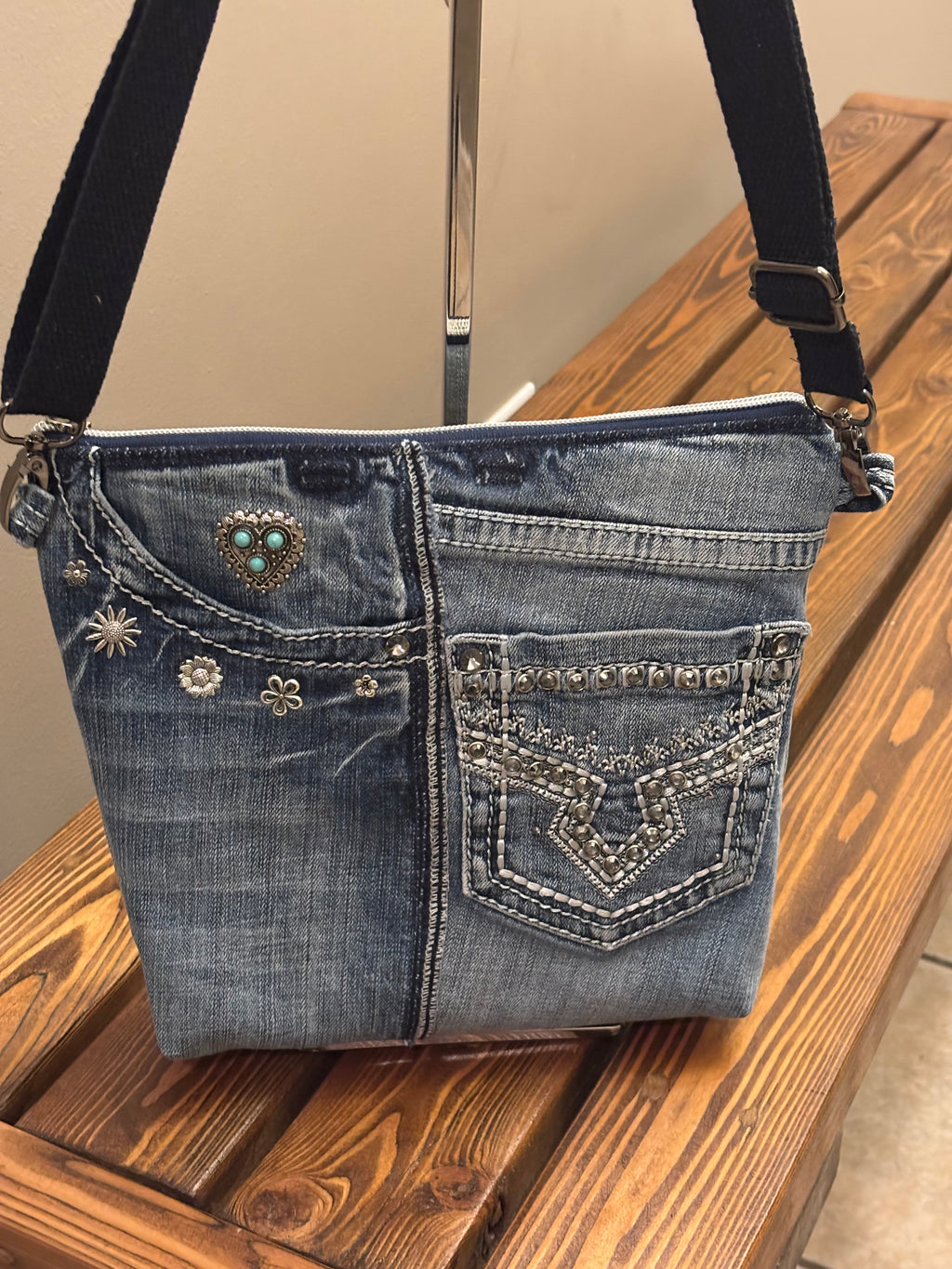 Denim Jeans Upcycled Shoulder Crossbody Bag