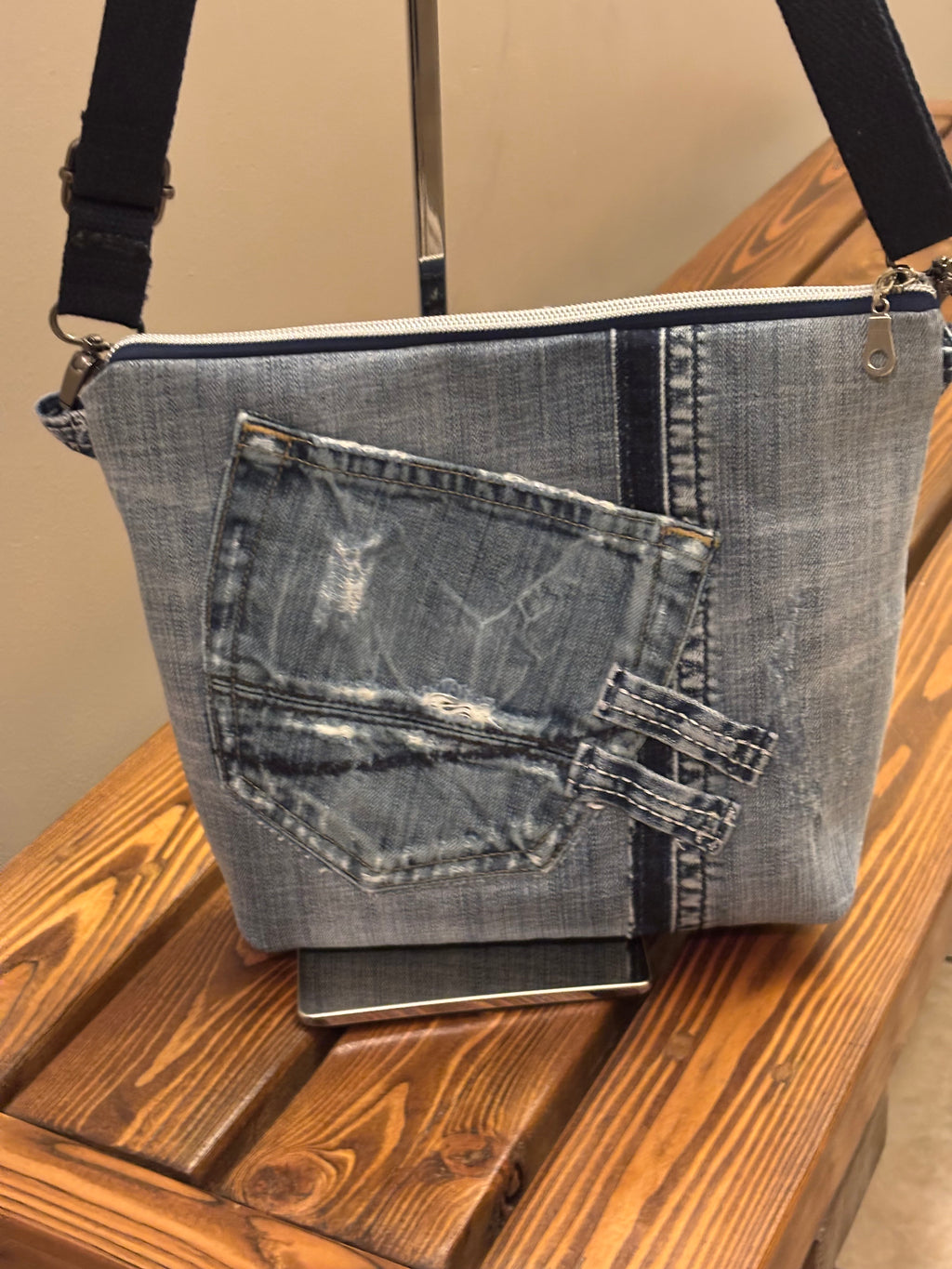 Denim Jeans Upcycled Shoulder Crossbody Bag