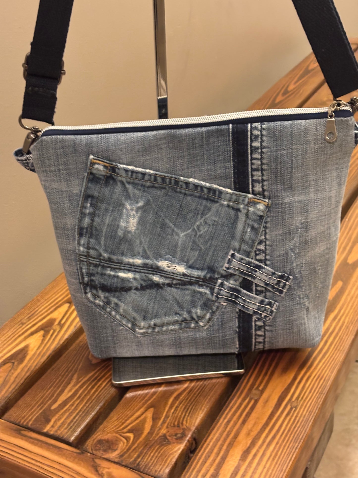 Denim Jeans Upcycled Shoulder Crossbody Bag